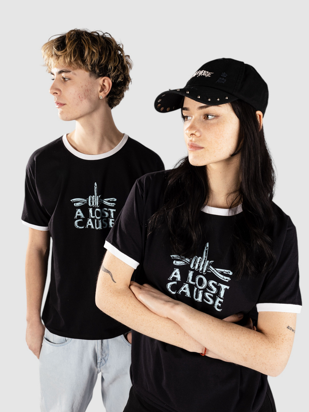 A Lost Cause Razor Ringer T-Shirt black/white