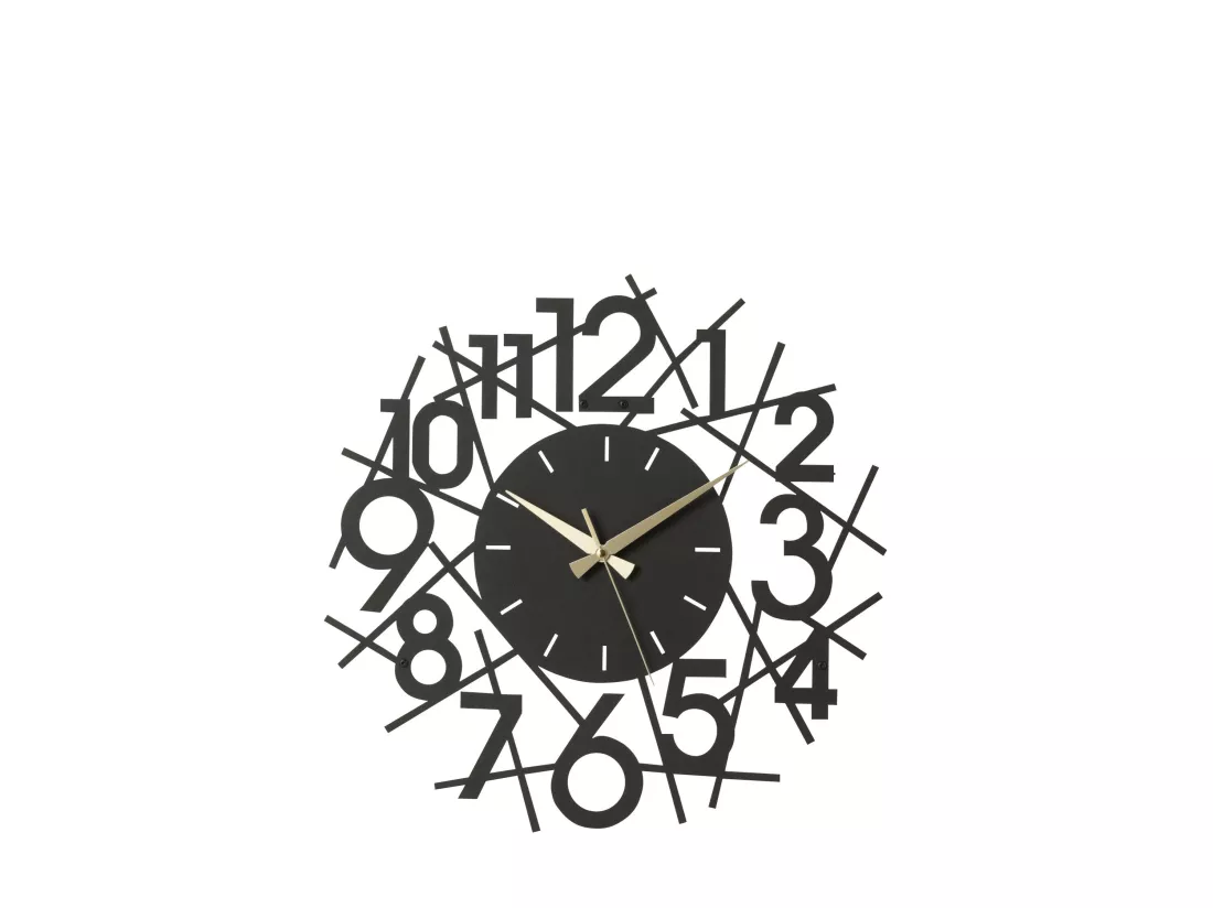 Horloge nombres metal noir 49x49x1,5cm