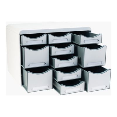 Exacompta Office Store-Box Multi - Module de classement 11 tiroirs - gris clair