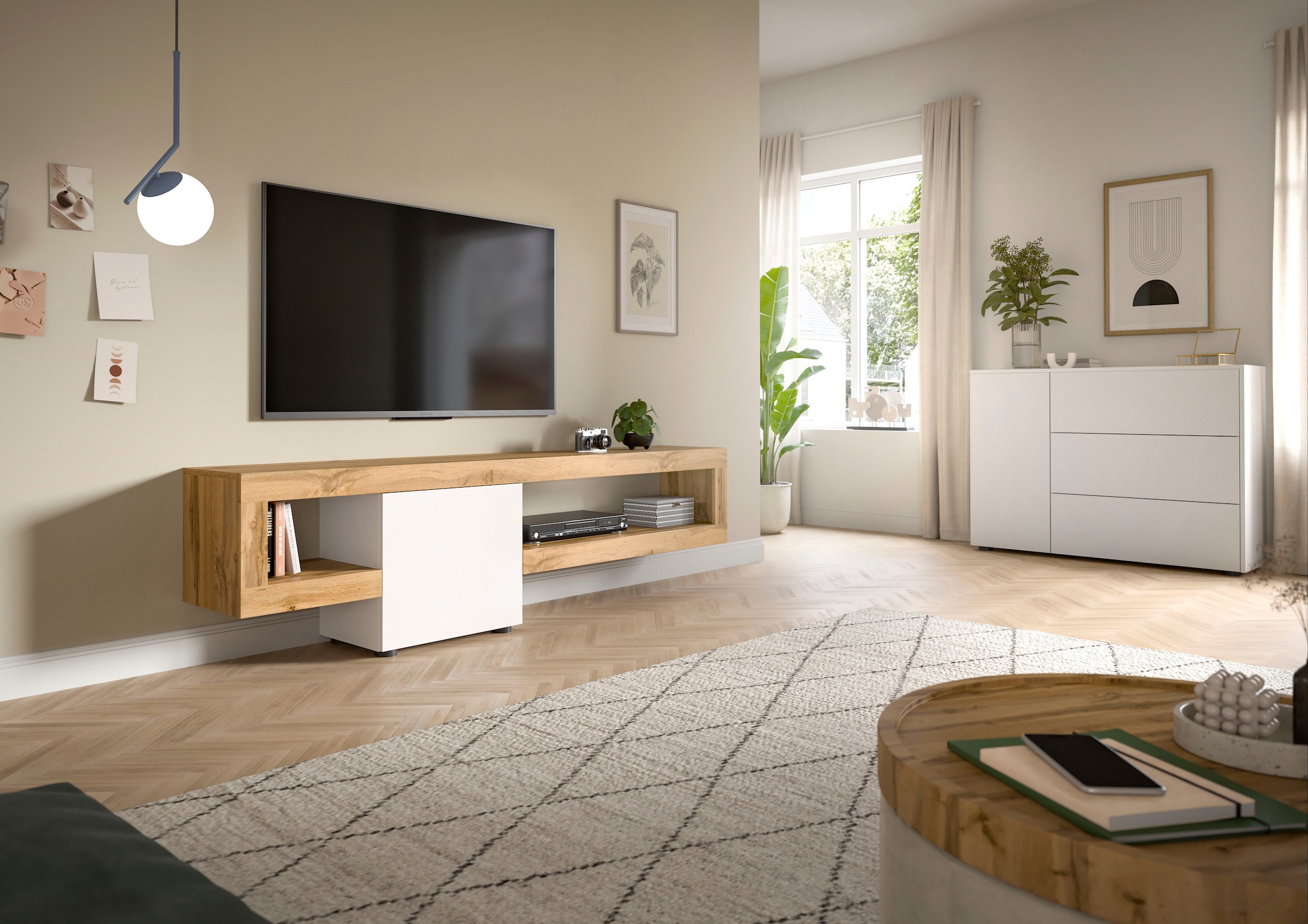 INOSIGN Lowboard »Zolder, Breite 190 cm, push-to-open, 1 Tür, 2 offene Fächer« TV-Board, TV-Möbel, Media-Möbel, Fernsehschrank