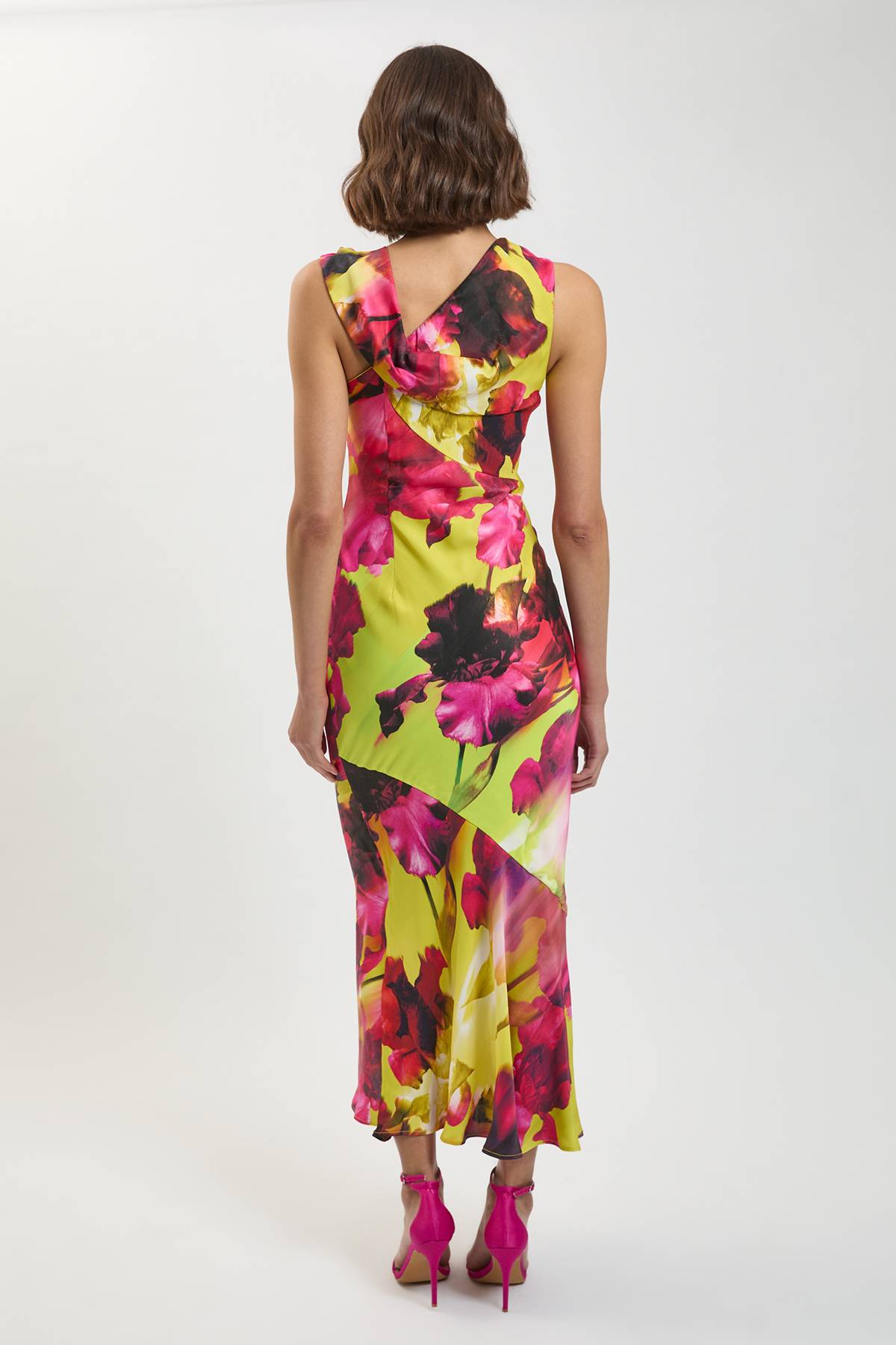 KarenMillen Robe Longue Asymétrique À Une Épaule En Satin De Viscose À Imprimé Floral