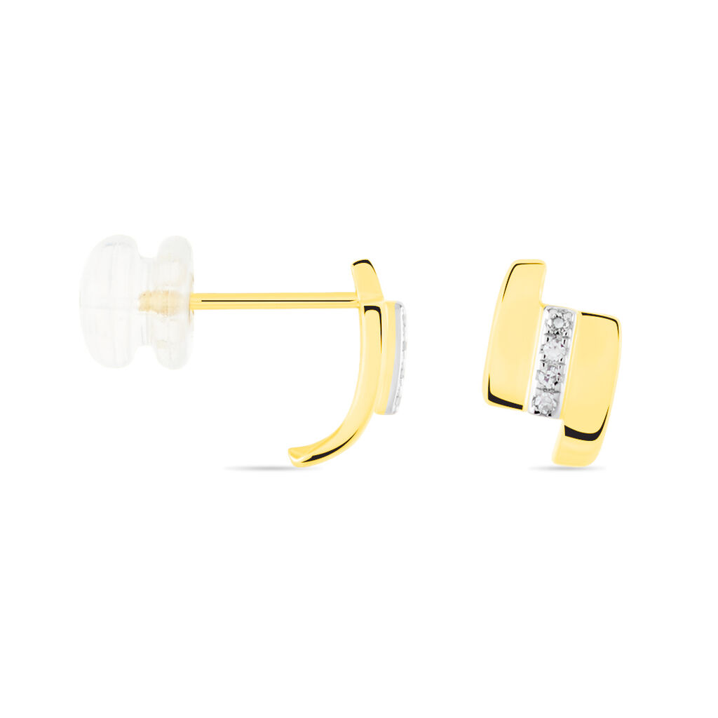 Boucles D'oreilles Puces Dolene Or Jaune Diamant
