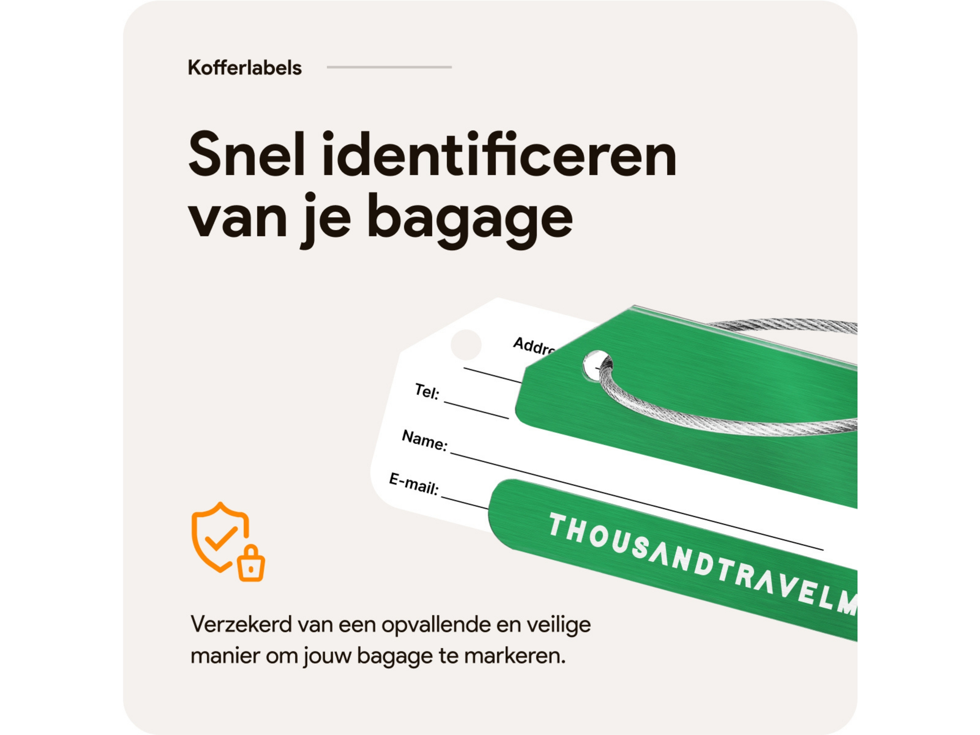 Thousandtravelmiles set van 4 Aluminium Bagagelabels - Green