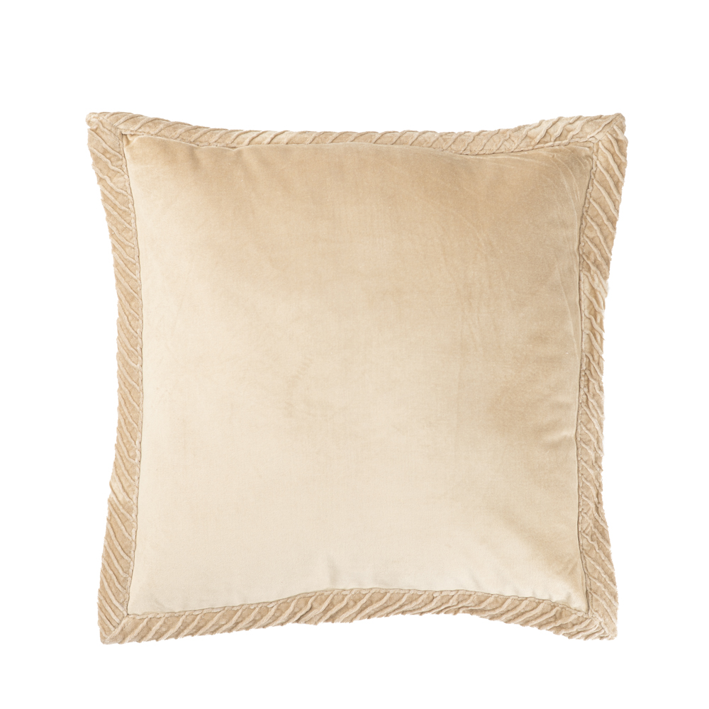 Sierkussen velours Tucked border natural 50x50 cm