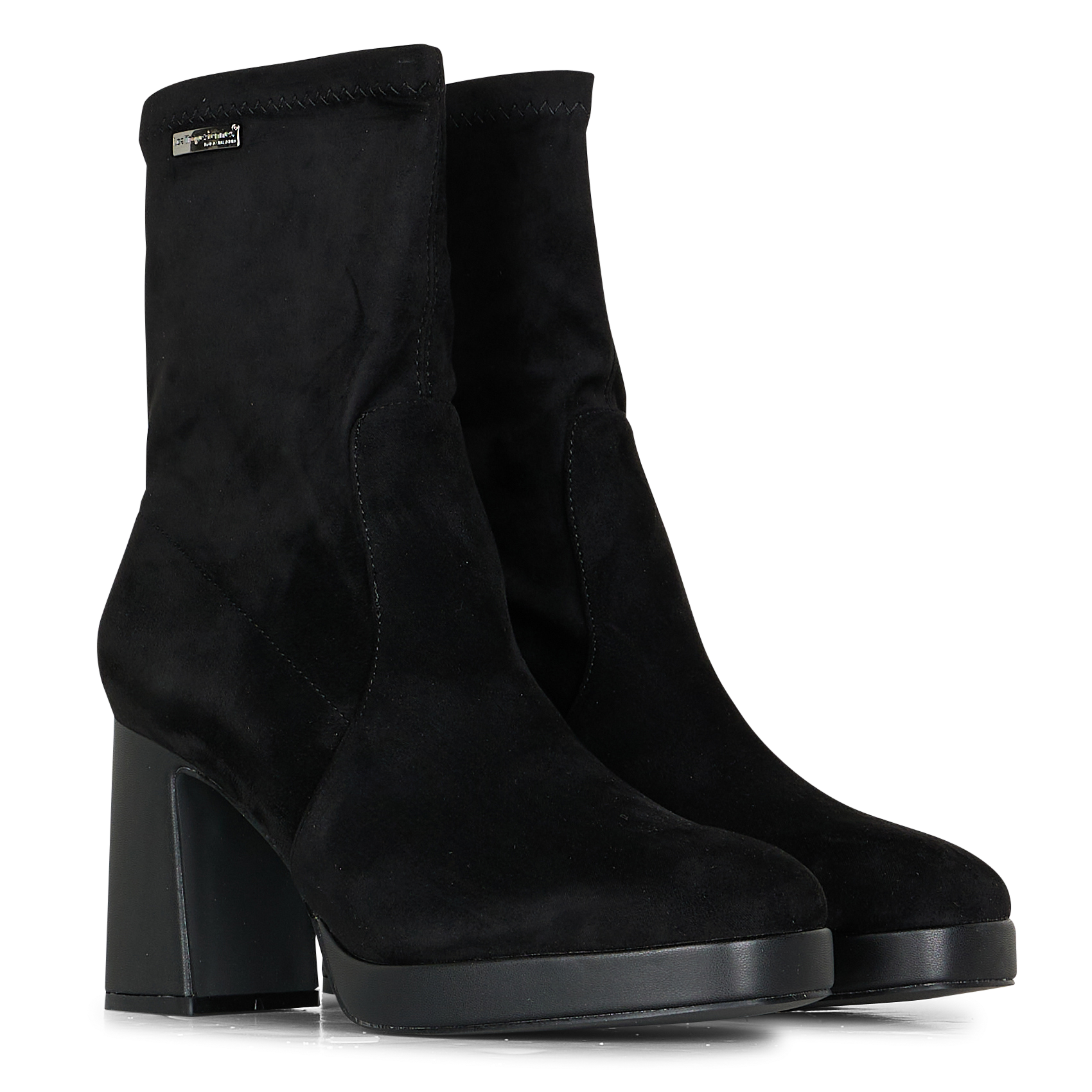 DANAE - Bottines à talons en cuir velours | Noir