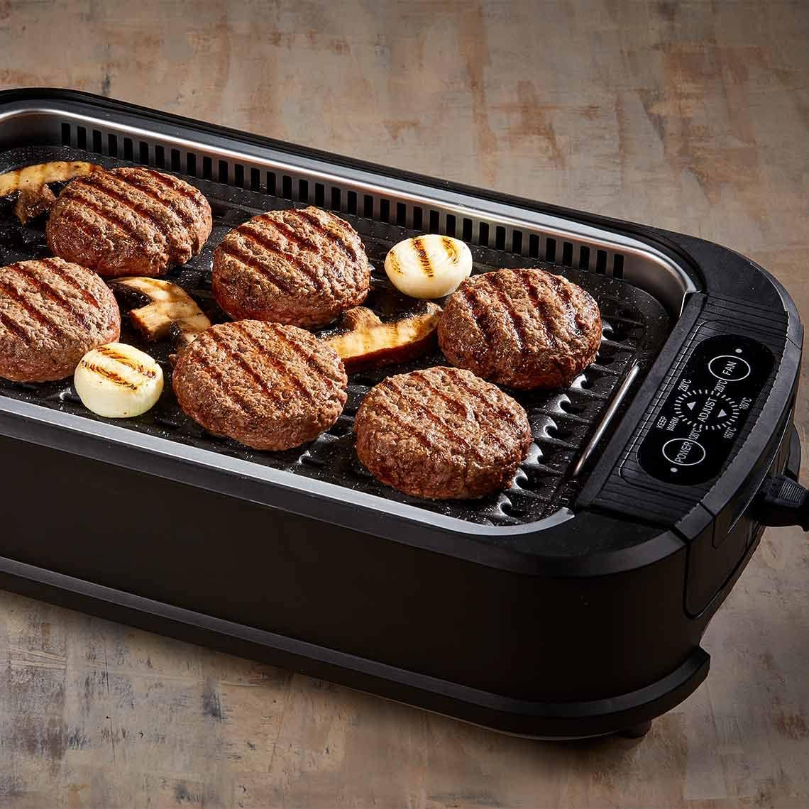 PowerXL Smokeless Grill - elektrischer Tischgrill mit Grillplatte, Grillrost & Glasdeckel - Indoor Grill 1500W mit Anti-Haft-Beschichtung & Aromafunktion - Grill elektrisch - Elektro Grill für zuhause