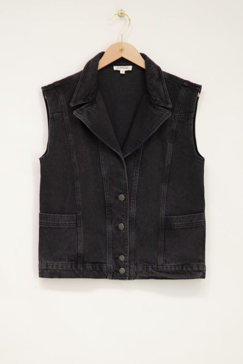 Zwart denim gilet met zakken