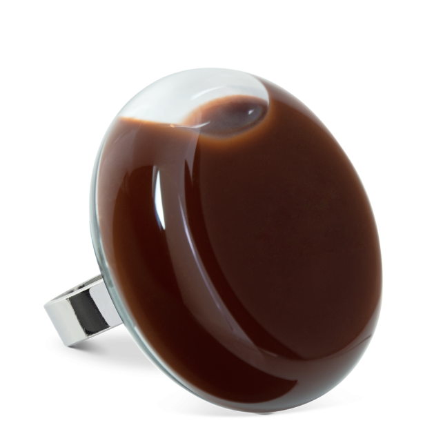 Bague en verre soufflé - Platine Giga Milk