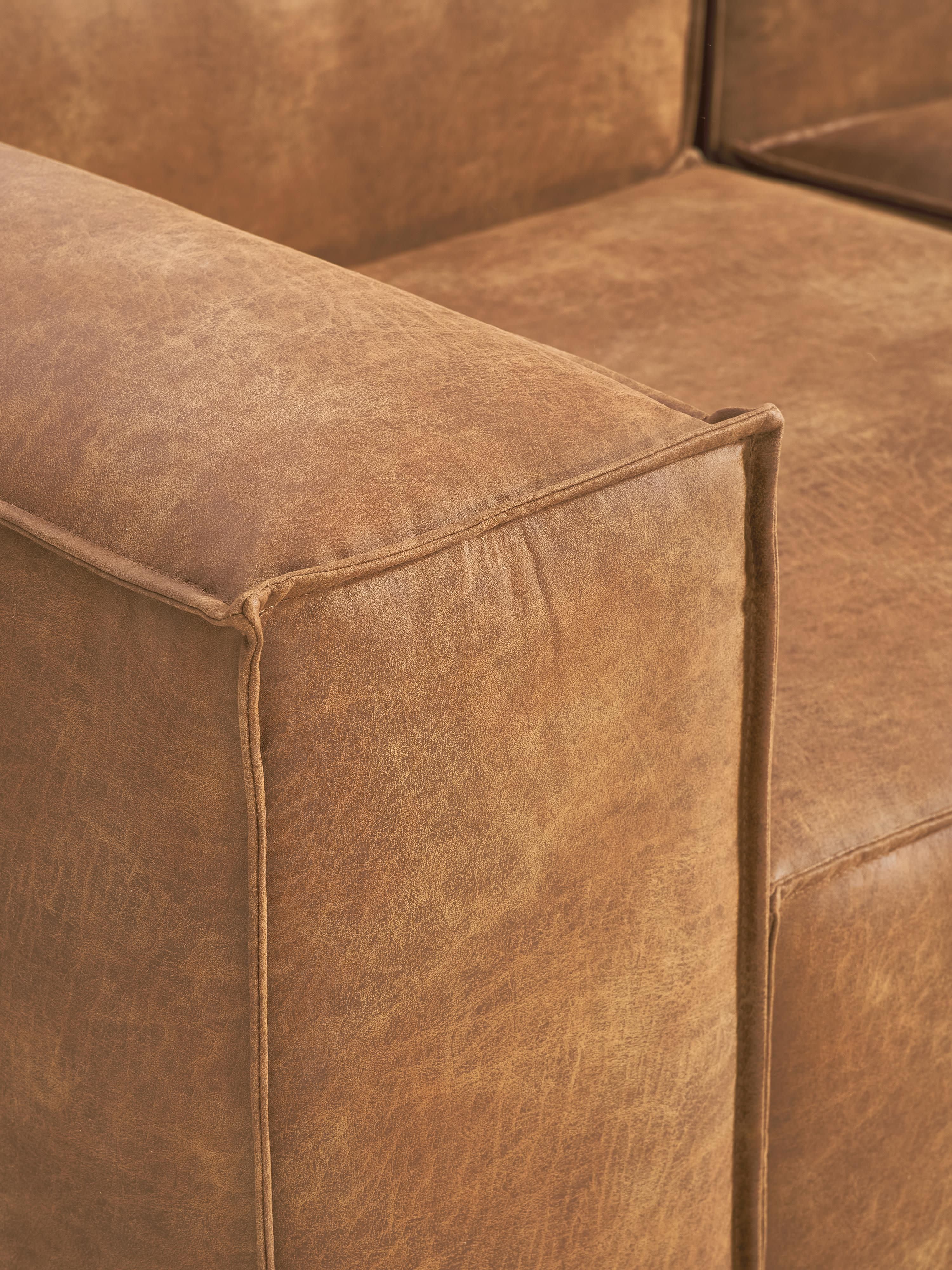 Modulaire hoekbank van gerecycled leer Lennon (4-zits)