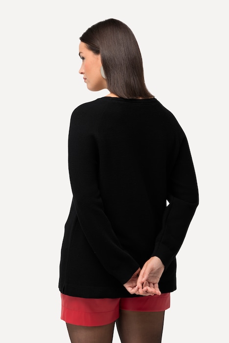 Pullover, Querrippen, Ziersteine, Rundhals, Langarm