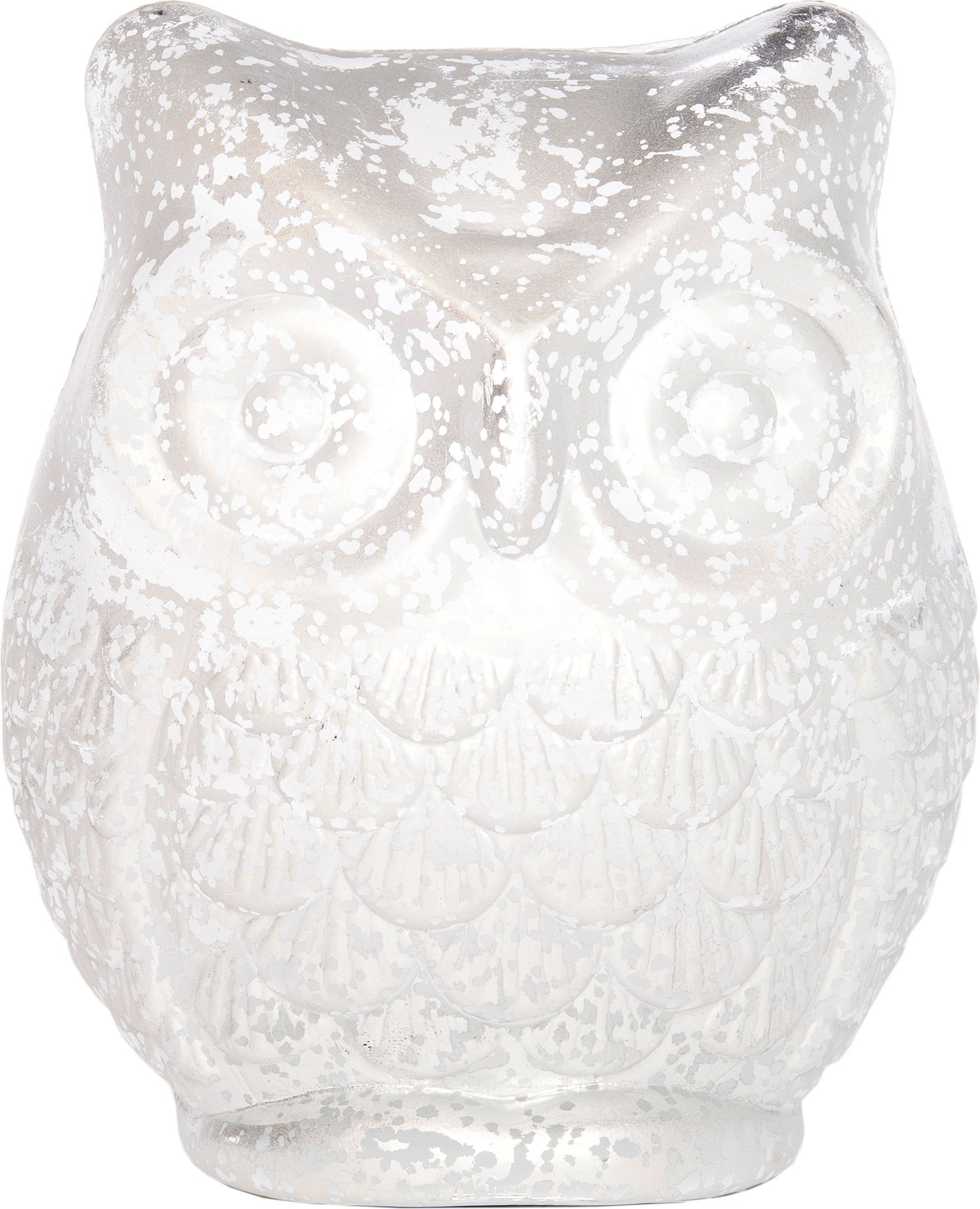 Waxinelichthouder uil van glas 12 cm grijs