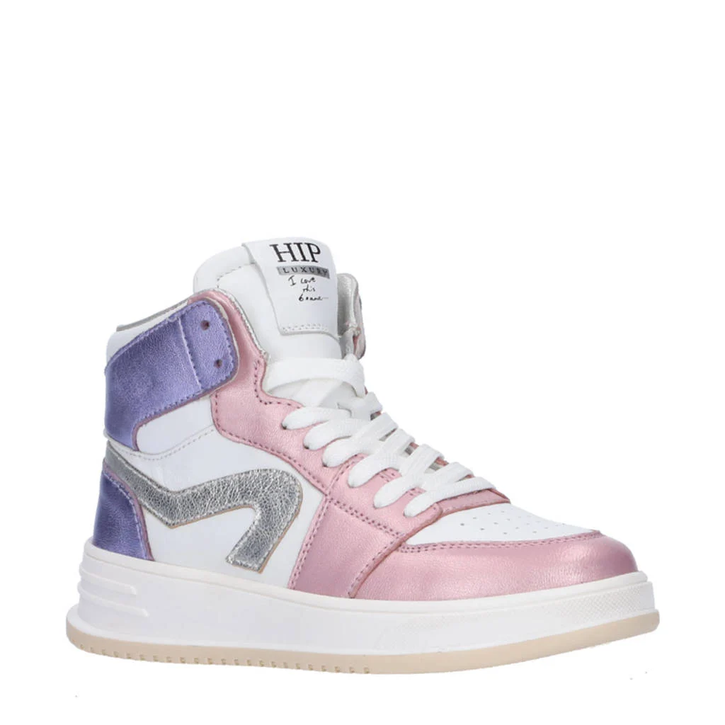 Hip leer sneakers roze/wit