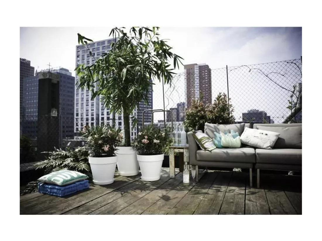 Pot de fleurs rond Loft Urban avec roues Ø 40 x H.35 cm - Anthracite
