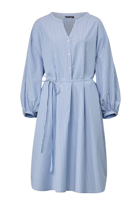 Midikleid, A-Line, Streifen, Tunika-Ausschnitt, Taillenband, Langarm