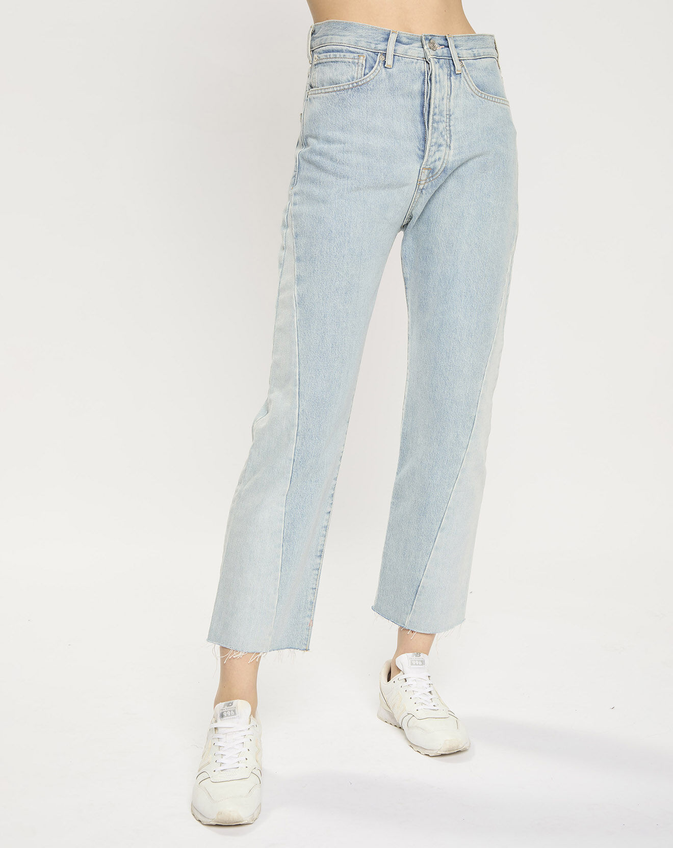 Scotch & Soda Jean boyfriend crop det couture bleu clair