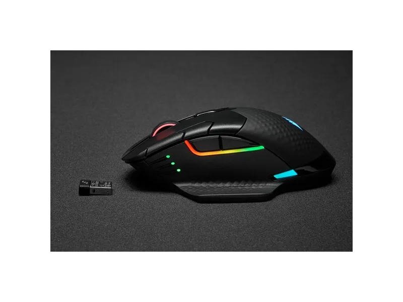 CORSAIR Gaming DARK CORE RGB PRO SE - Mus - optisk - 8 knapper - trådløs, kablet - USB, 2.4 GHz, Bluetooth 4.2 LE - sort
