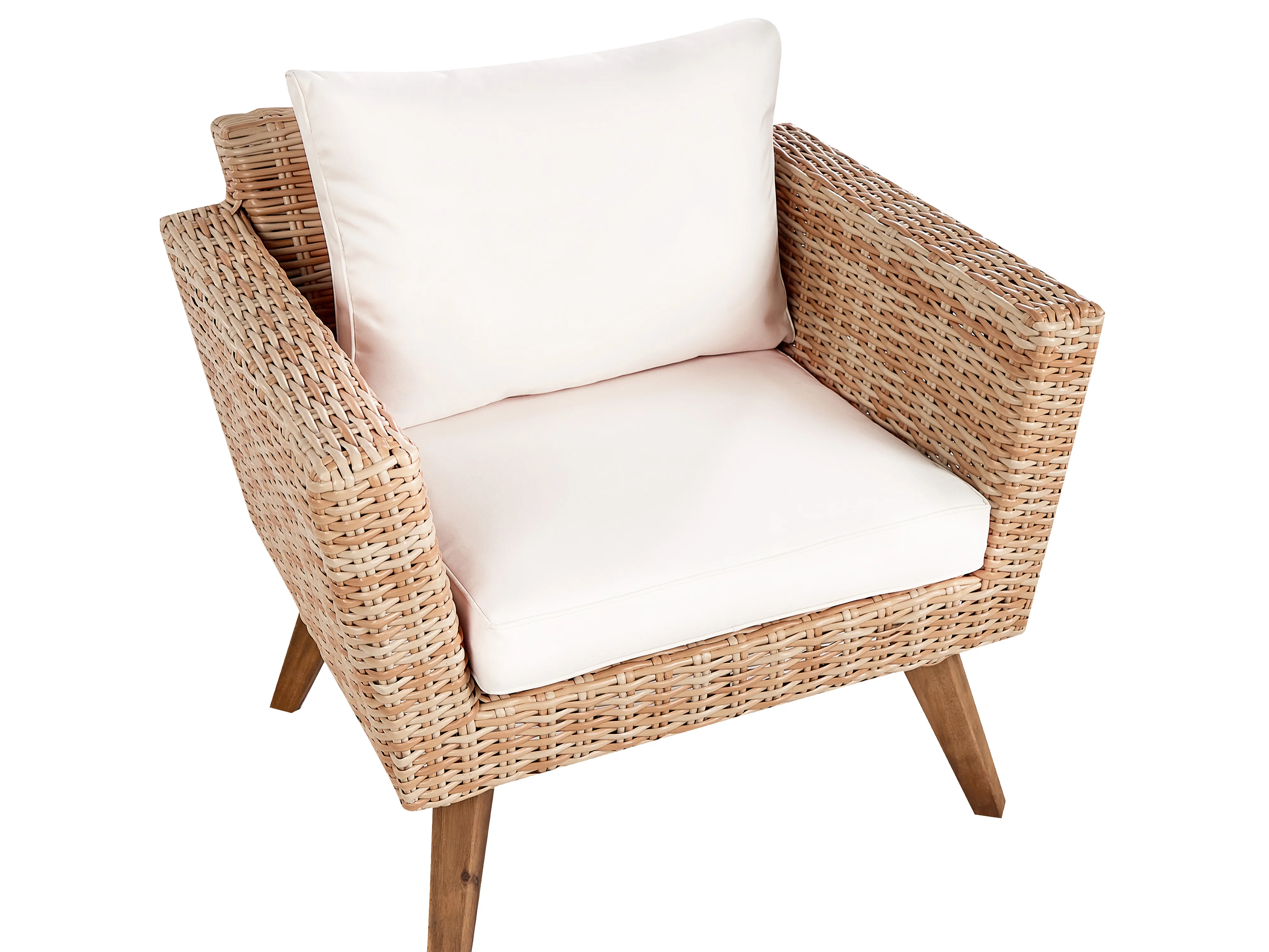 Loungeset met tafel 4-zits VITTORIA PE rotan Gebroken wit