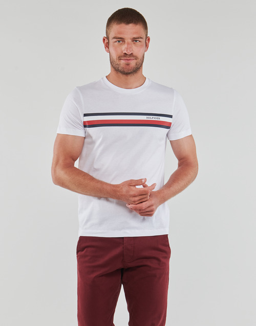 Tommy Hilfiger - RWB MONOTYPE CHEST STRIPE TEE - Blanc