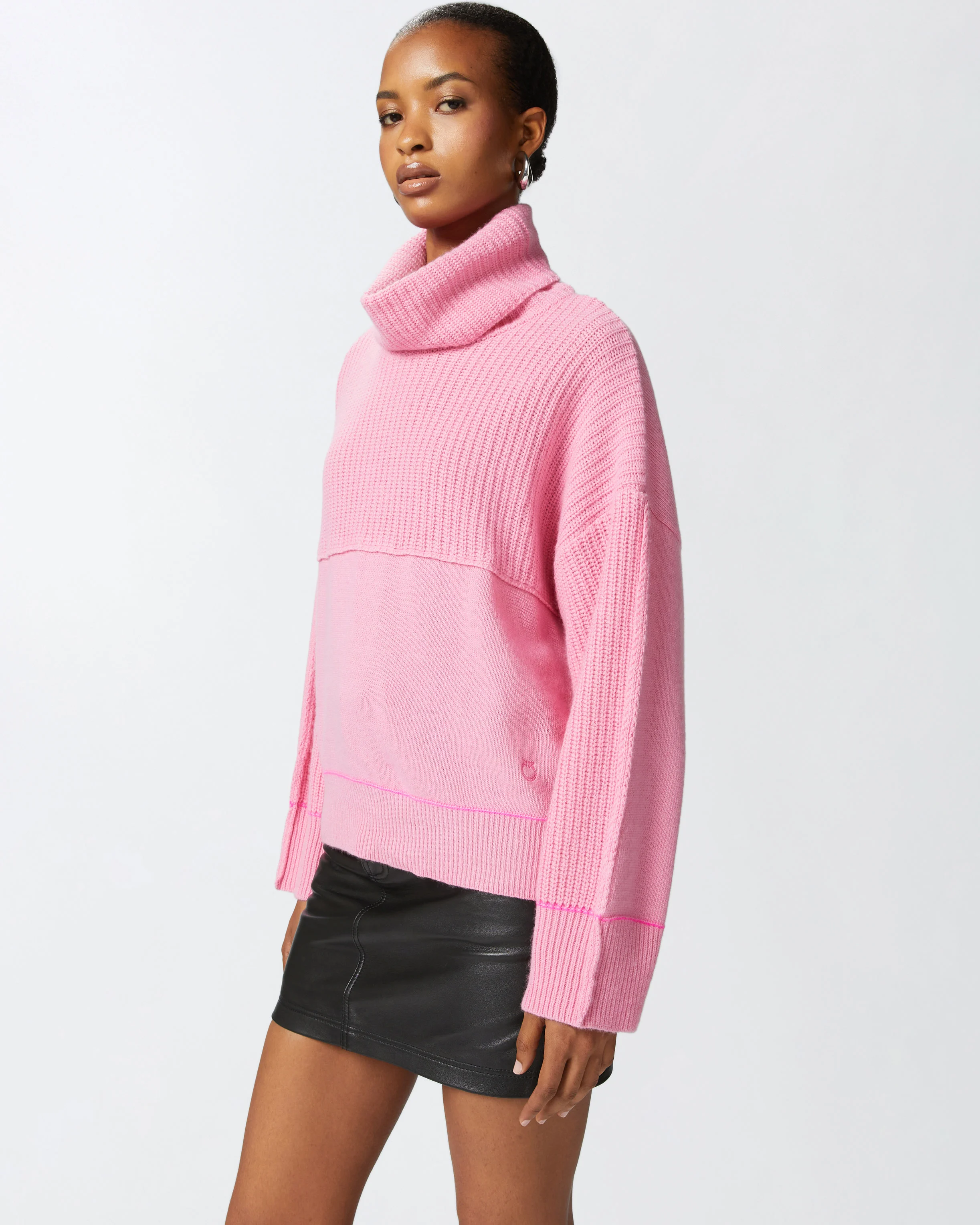 Pull à col roulé fin | Rose