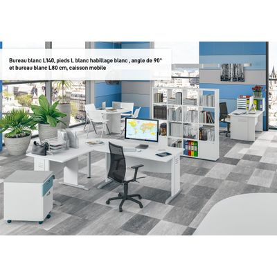 Bureau droit DUAL - L140 - Pieds Anthracite - plateau imitation Hêtre