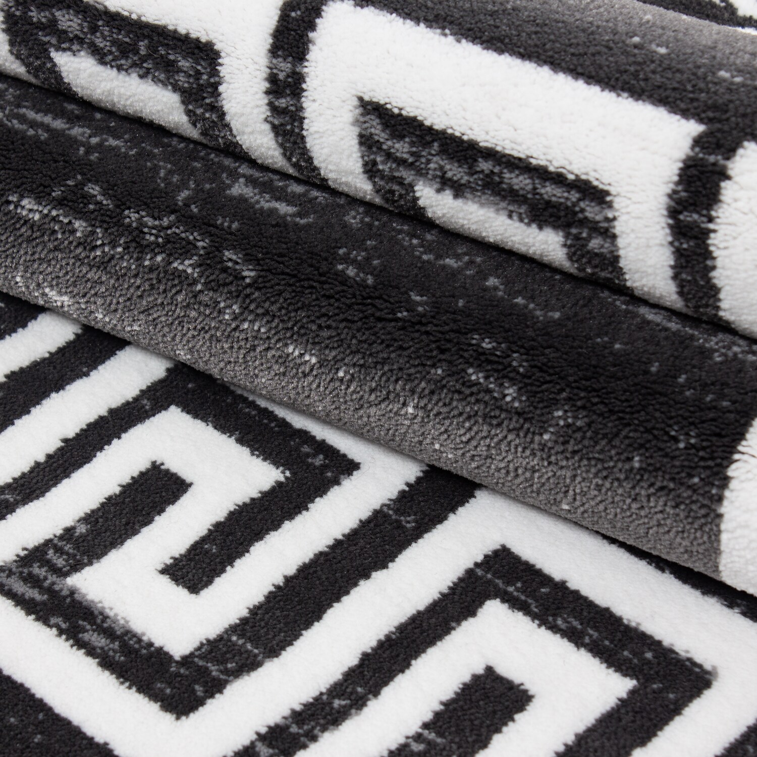 Teppich modern Designer Wohnzimmer Abstrakt Muster Grau oder Schwarz