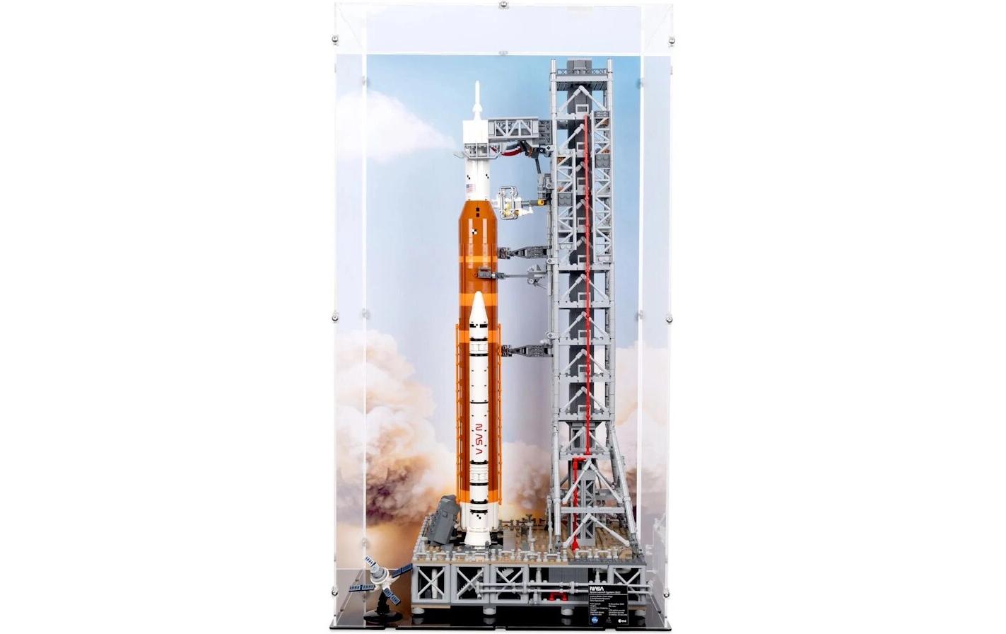 Baukasten Acryl-Display für LEGO 10341 NASA Startrampe<br>Acry-Display-Box mit Hintergrundbild für LEGO NASA Artemis Startrampe