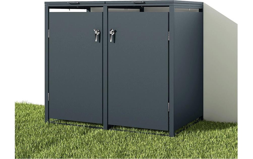 Mülltonnenbox Anthrazit<br>Abfallbehälterbox für 2 x 60 l/120 l/240 l