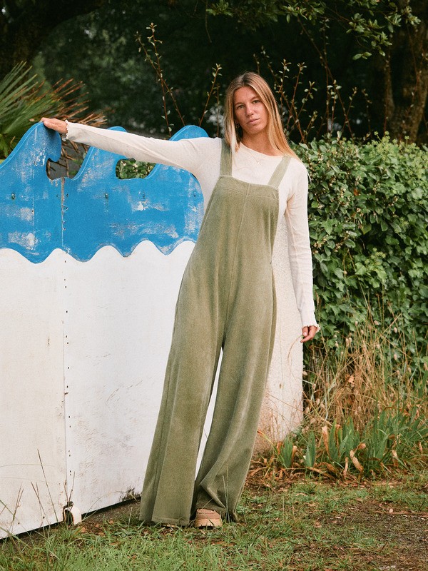 Best Daze Salopette en velours Vert Femme