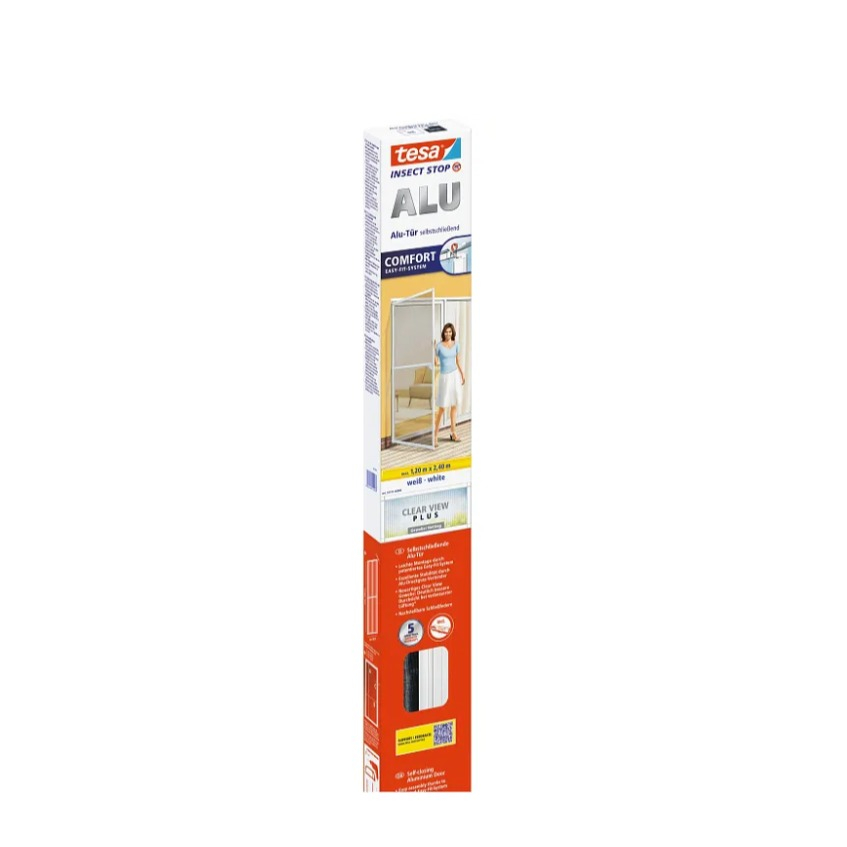 (100x220cm) ALU Comfort Tür Fliegengitter Insect Stop Zuschneidbarer Aluminiumrahmen (55192-00002-00) - Weiss