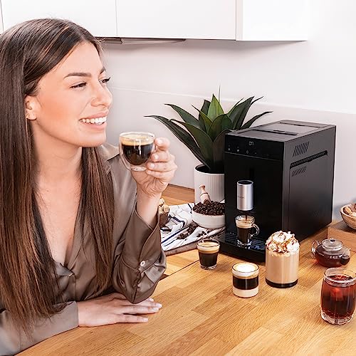 Cecotec Cafetière Superautomatique Compacte Cremmaet Compact. 1350 W, 19 Bars, Système de Chauffage par Thermobloc, Réservoir de 150 g de Café avec Moulin Intégré et 1,1 L, Nettoyage Automatique : Cuisine et Maison