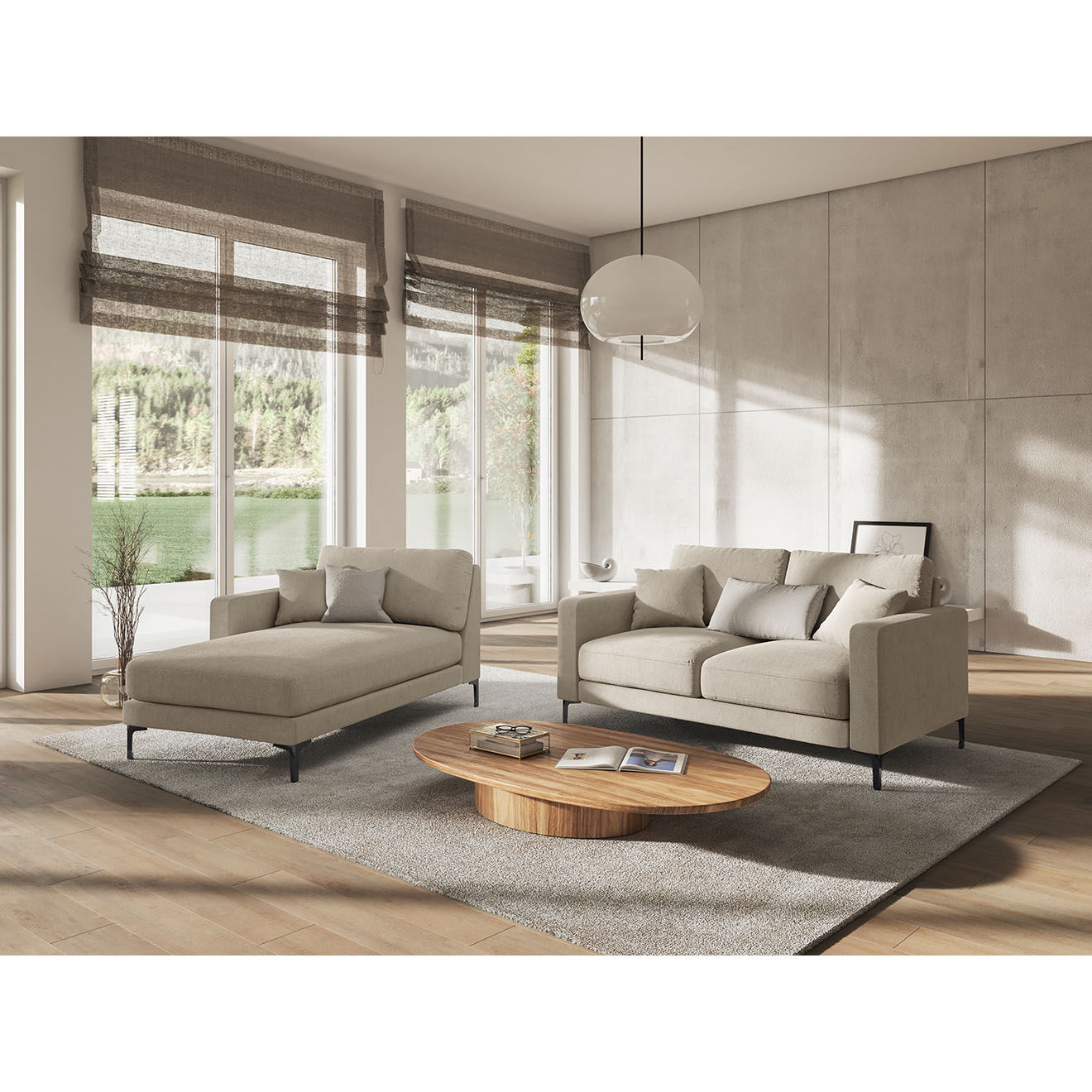 Mazzini Sofas Canapé Venus 2 Places beige - 158x92x90 cm