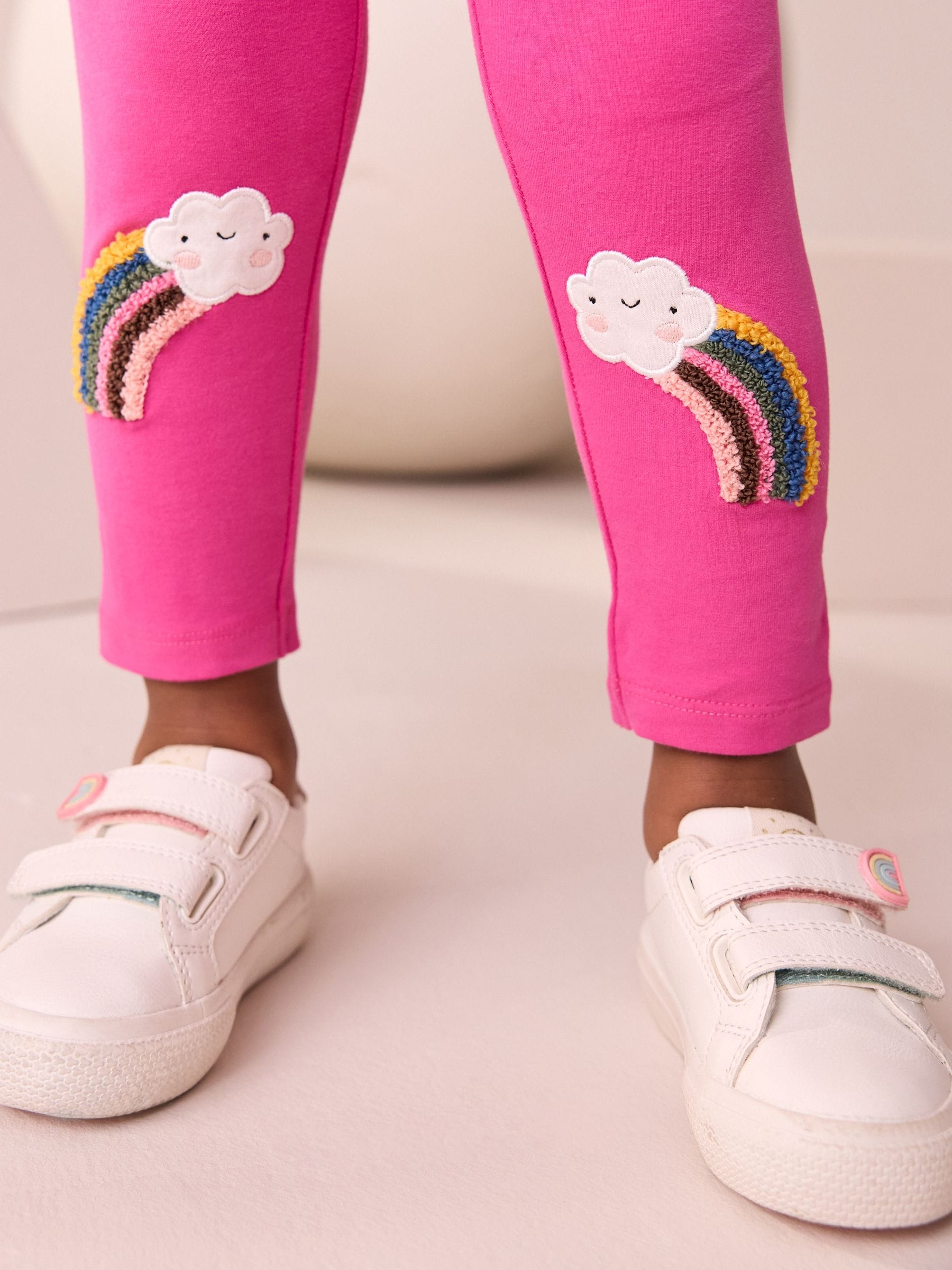 Pink Cloud Rainbow - Knee Embellsihed Leggings (3mths-7yrs)