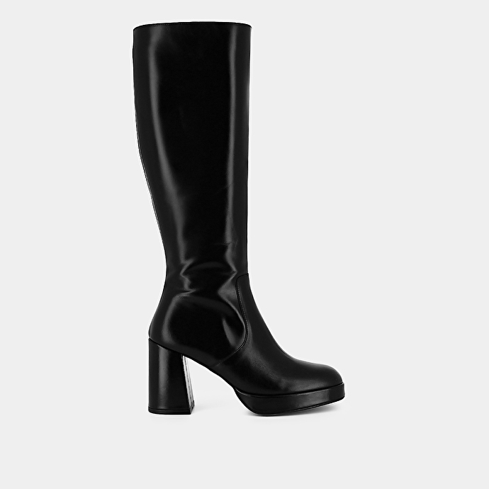 Bottes à plateformes  en cuir noir