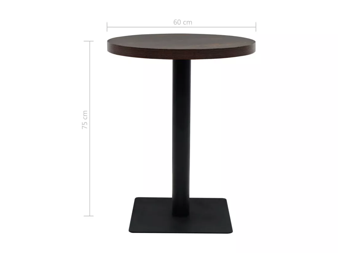 Table de bistro MDF et acier Rond 60 x 75 cm Frêne foncé