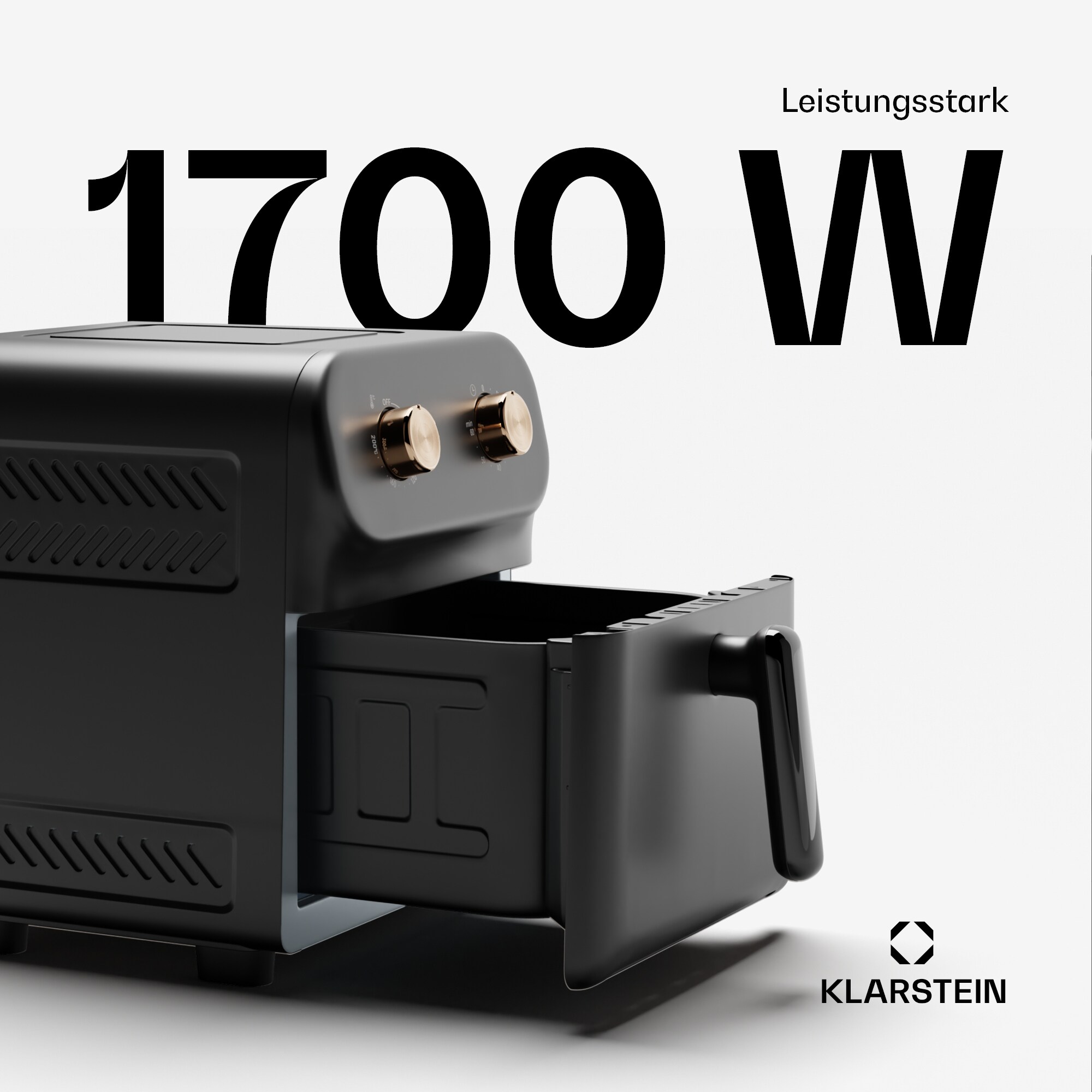 AeroCrisp 6 Heißluftfritteuse, 1700 W, 6 Liter, Drehknöpfe Schwarz 6 Liter
