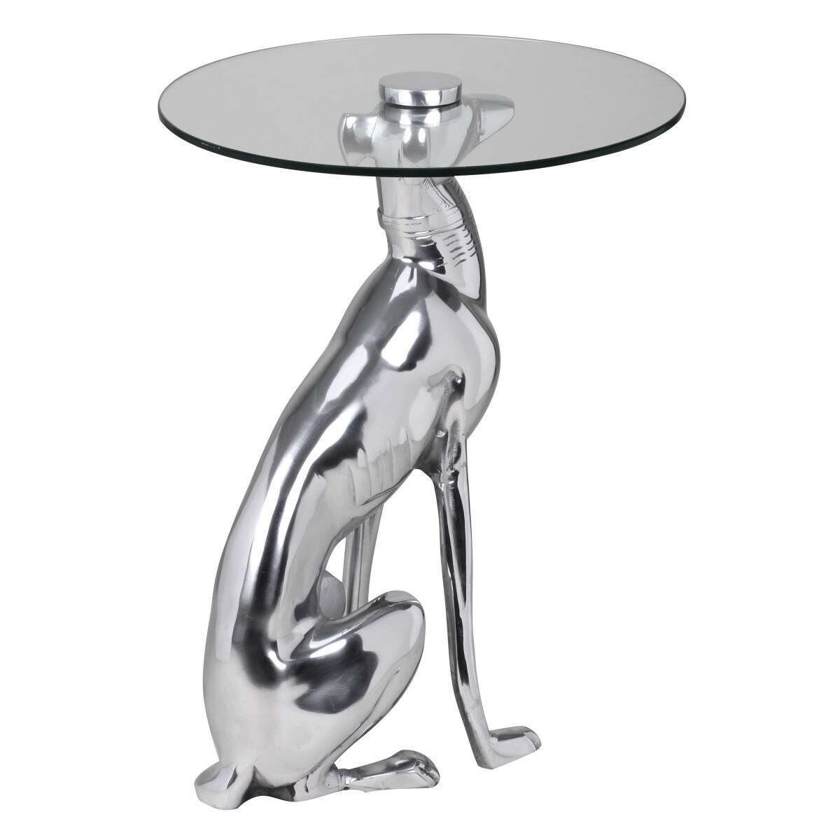 FineBuy Design Skulptur Deko Beistelltisch Figur aus Aluminium Farbe Silber