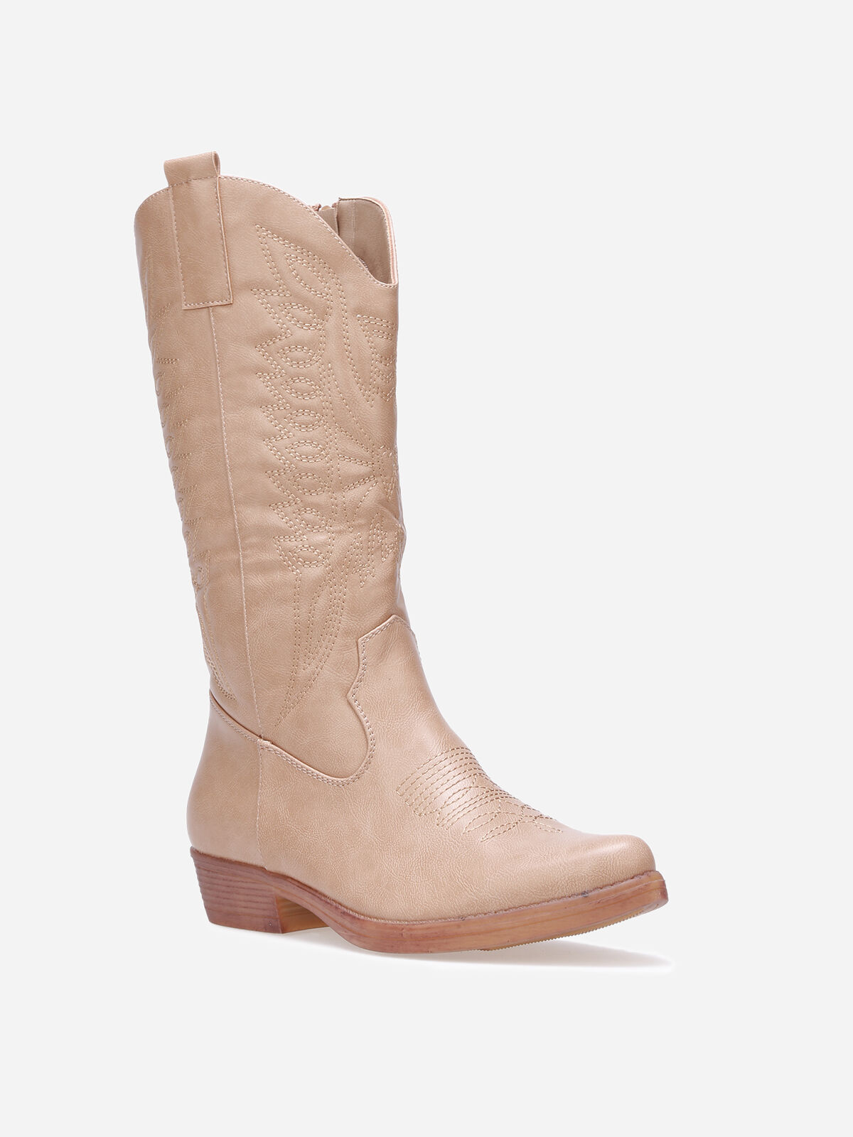 Santiags à motifs surpiqués- Taupe