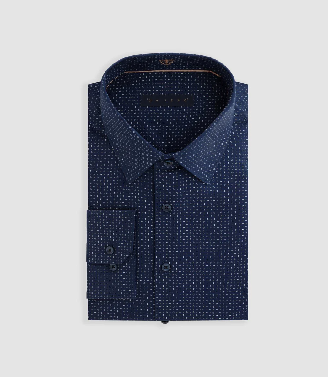 Chemise à imprimé micro motif marine 