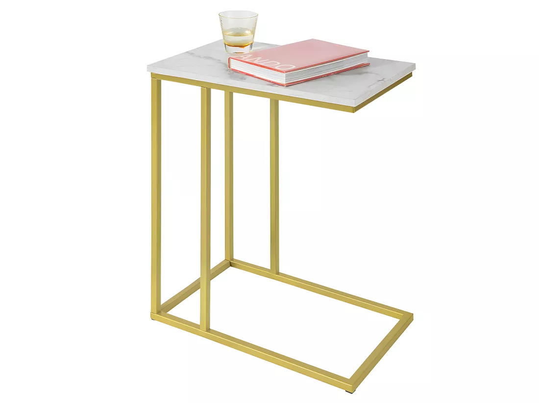 Table D’appoint Moderne Bout De Canapé À Café Table De Chevet Effet Marbre,fbt87-g
