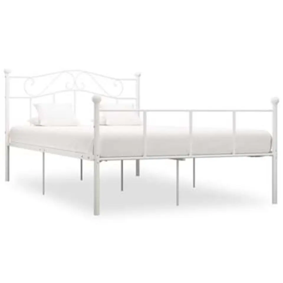 vidaXL - Tweepersoonsbed met hoofdeinde - Wit - Metaal - 160x200 cm