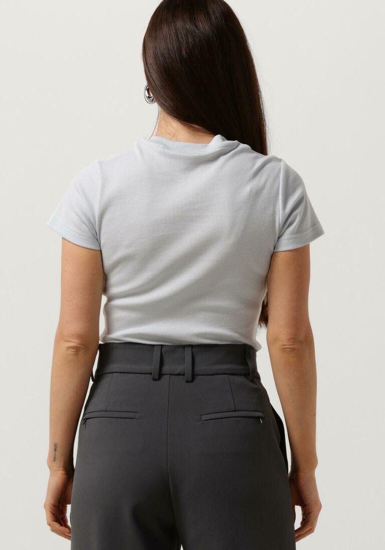 VANILIA lichtblauwe vanilia top rib basic t-shirt