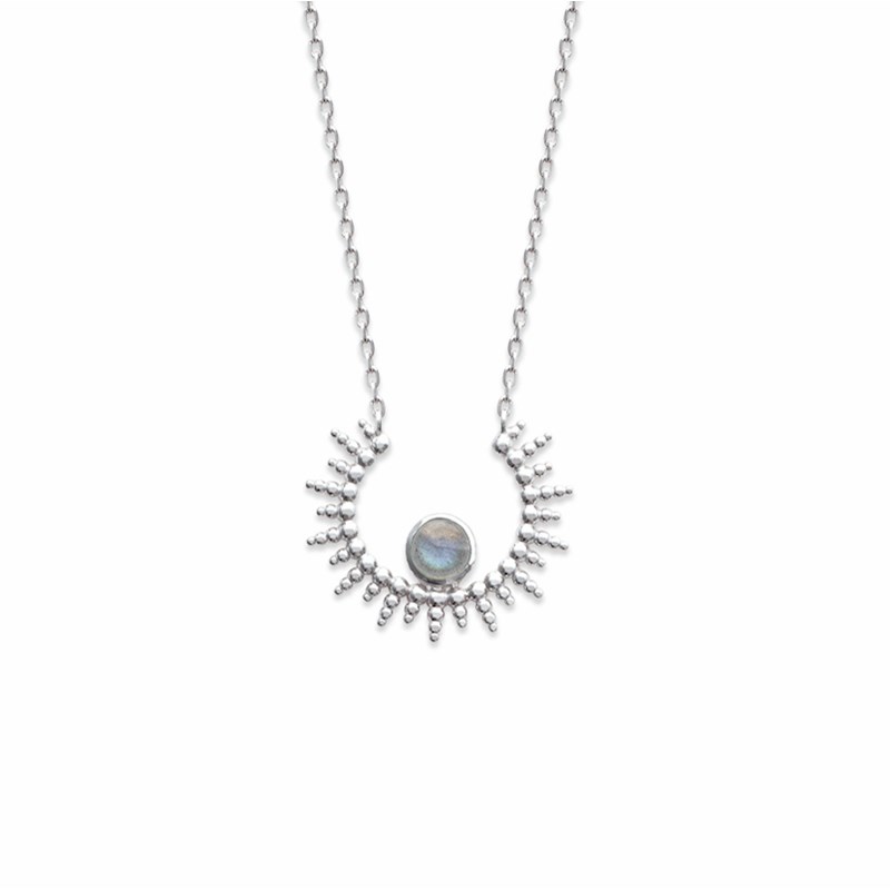 Collier Fin Argent Labradorite Tendance Soleil