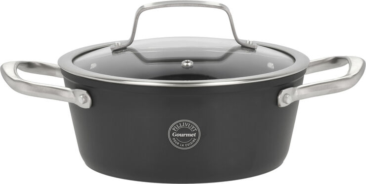 Pillivuyt Gourmet Gryde med glaslåg Travo 2,1 liter 20 cm Sort Aluminium Sort