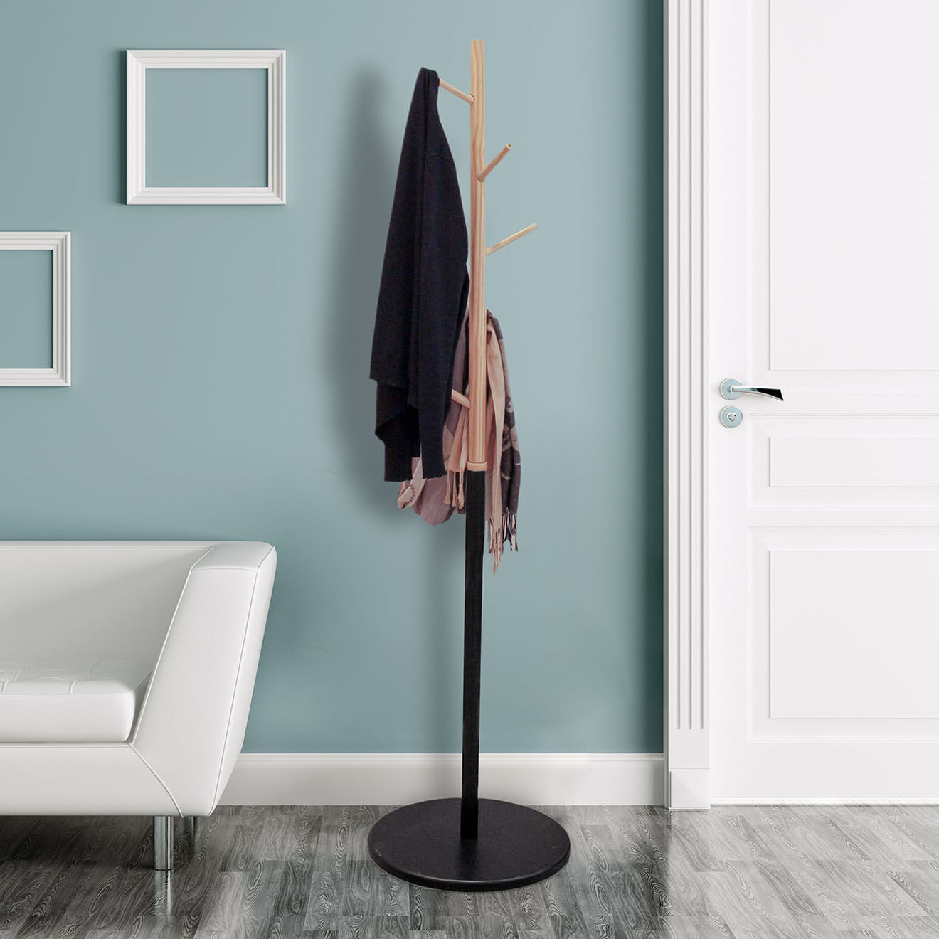 Home Deco Factory Porte-manteau Miko noir - 40x40x180 cm
