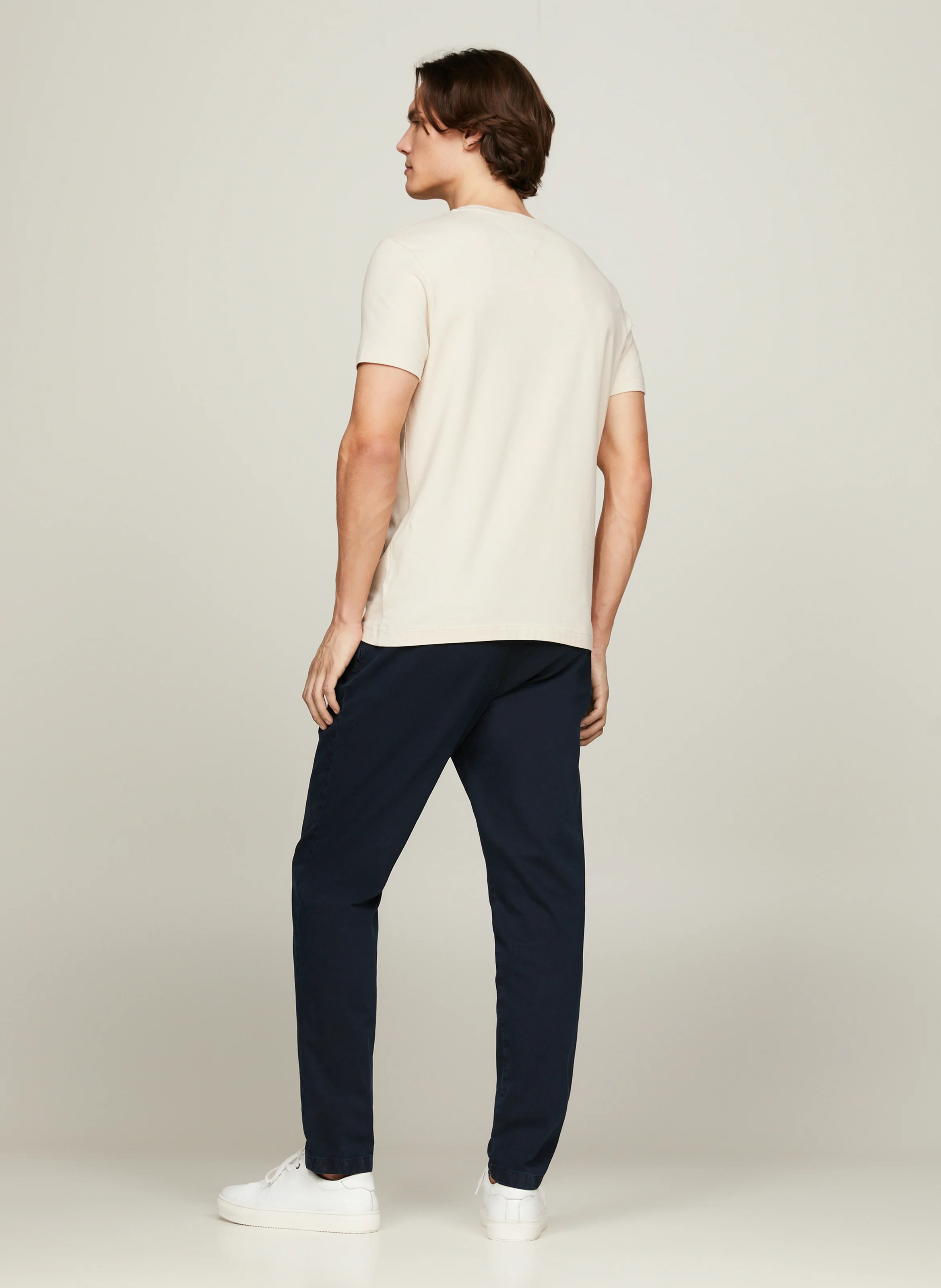 Tee-shirt col rond slim-fit en coton bio | Beige