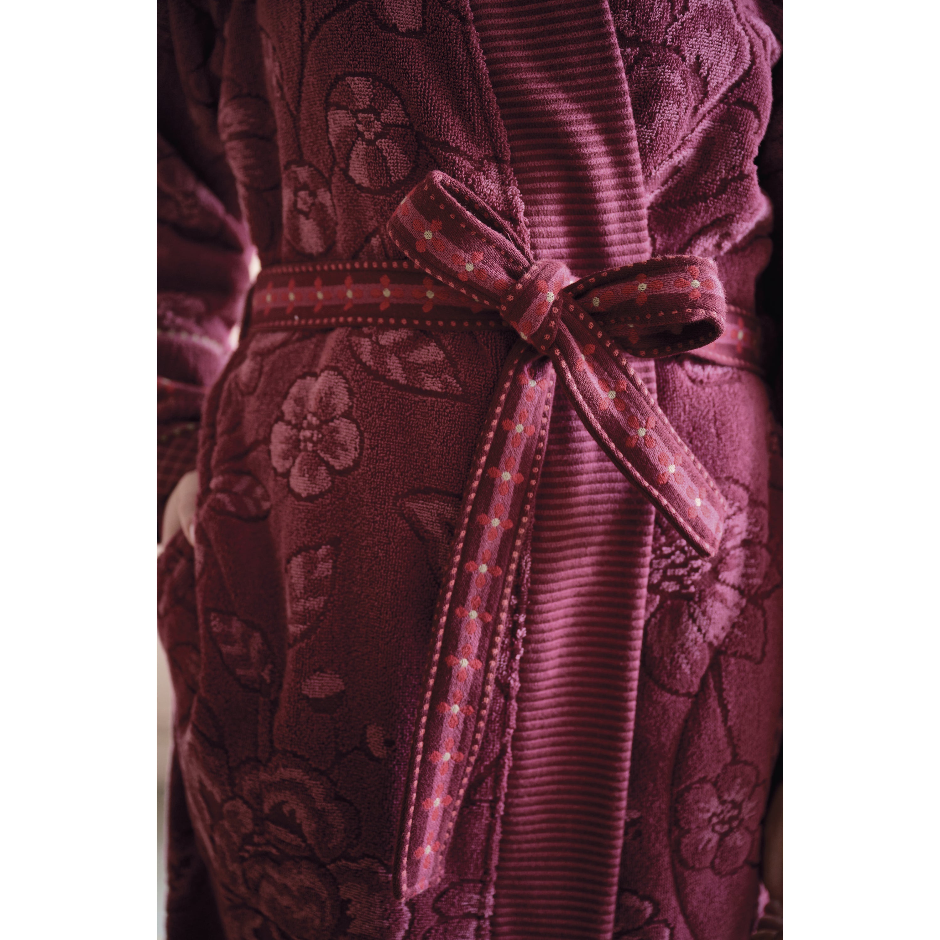 Pip Studio Jasmin Jacquard Badjas - Donker Roze - XL