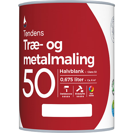 Tendens træ- og metalmaling halvblank 50 0,675 liter - grå