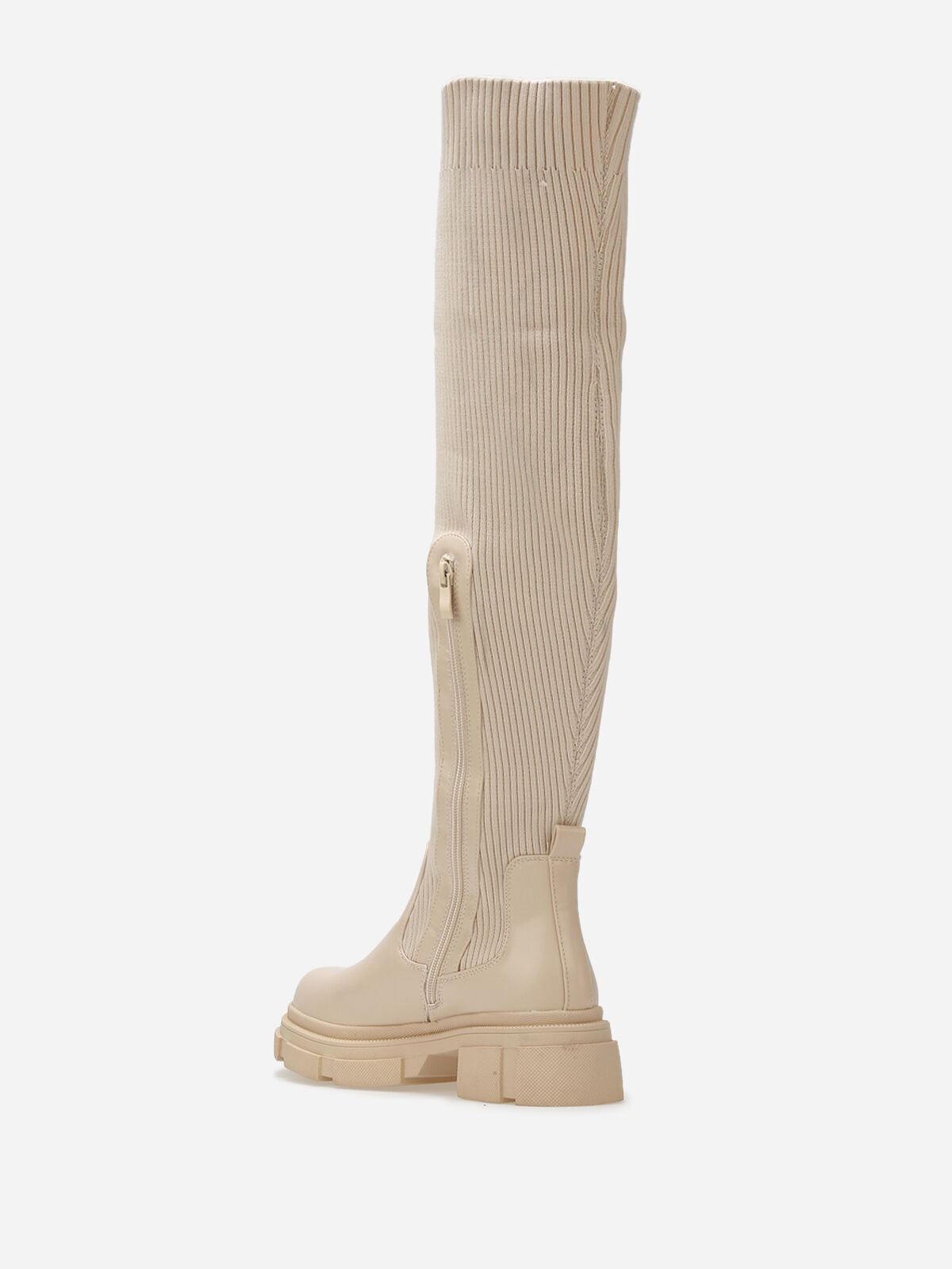 Cuissardes bi-matières à semelle chuncky- Beige
