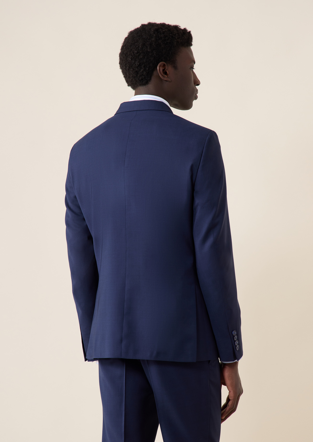 Veste de costume Regular en laine bleu marine Prince de Galles