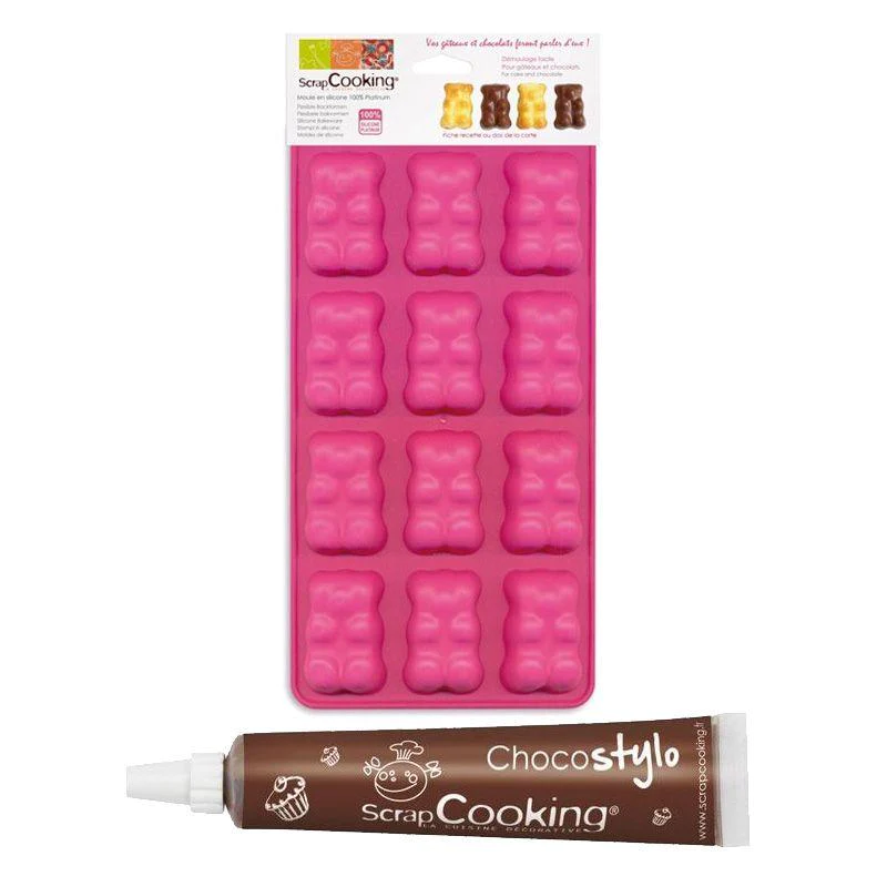 Moules oursons guimauve-chocolat + 1 Stylo chocolat Scrapcooking